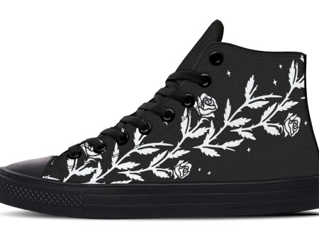 Black Widow High Tops - Classic Premium Canvas Shoes with Comfortable and Durable Soles For Sale