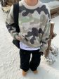 Camouflage Knit Round Neck Sweater Online Hot Sale