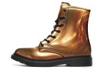 Amber Gold Boots - Vegan Leather Doc-Style Boots with Durable Stitched on Soles Discount