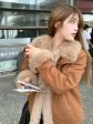 Button Closure Faux Fur Collar Coat Online Hot Sale