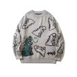 Cartoon Dinosaur Printed Sweater on Sale