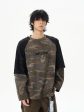 Camouflage Patchwork Long-Sleeve Pullover For Cheap