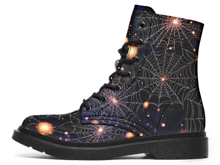 Spiderweb Boots - Vegan Leather Doc-Style Boots with Durable Stitched on Soles For Cheap