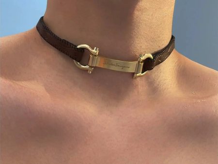 Buckle Leather Metal Choker on Sale