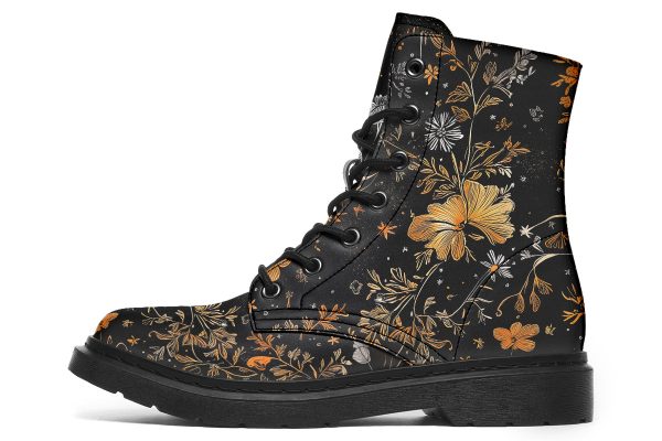 Emberblossom Boots - Vegan Leather Doc-Style Boots with Durable Stitched on Soles on Sale