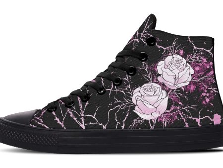 Amethyst Kintsugi Rose High Tops - Classic Premium Canvas Shoes with Comfortable and Durable Soles Sale