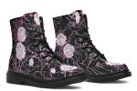 Amethyst Kintsugi Rose Boots - Vegan Leather Doc-Style Boots with Durable Stitched on Soles Fashion