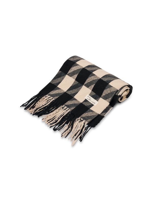 HOUNDSTOOTH TASSEL SCARF - BLACK Hot on Sale