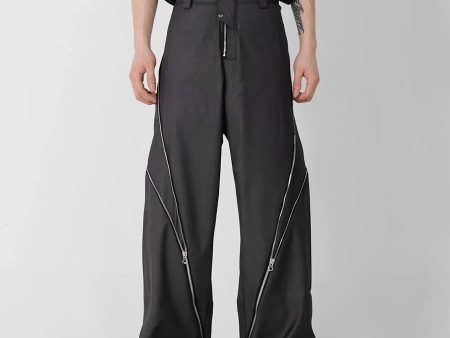 Zipper Slit Slightly Flared Pants For Sale