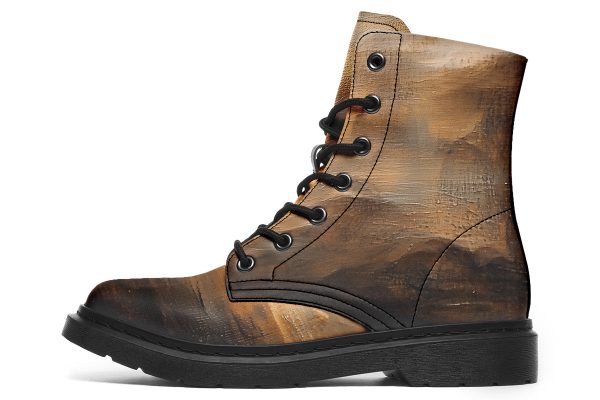 Burnt Ochre Boots - Vegan Leather Doc-Style Boots with Durable Stitched on Soles Discount