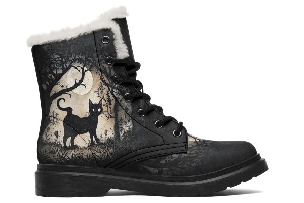 Shadows And Whiskers Winter Boots - Warm Micro-Suede Doc-Style Boots Lined with Vegan Wool on Sale