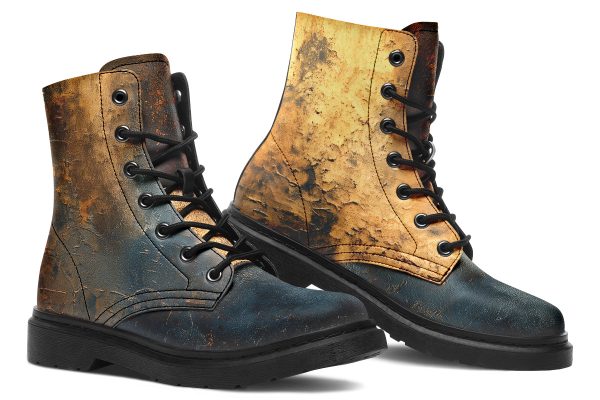 Amber Slate Boots - Vegan Leather Doc-Style Boots with Durable Stitched on Soles Hot on Sale