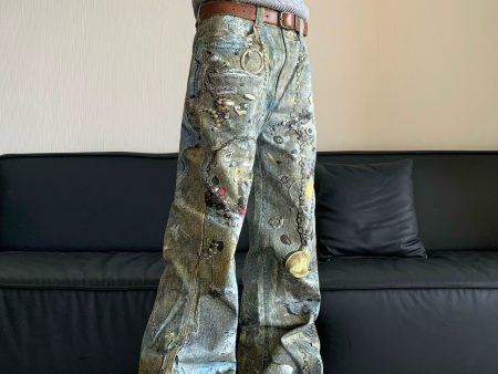 3D Printed Straight-leg Jeans Online Hot Sale