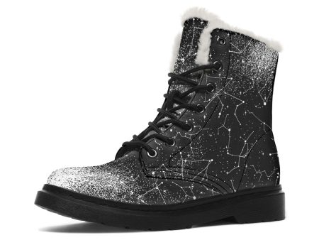 Constellation Winter Boots - Warm Micro-Suede Doc-Style Boots Lined with Vegan Wool For Sale