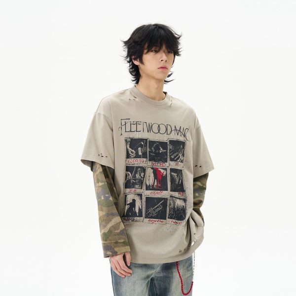 Camouflage Layered Long-Sleeve Pullover on Sale