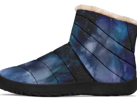 Deep Blue Comfy Winter Boots - Warm Vegan Boots with Side Zipper and Anti-Slip Soles For Cheap