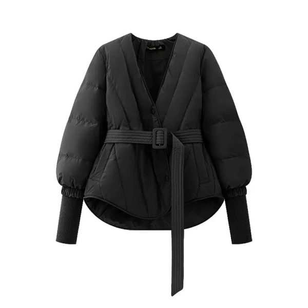 Cinched Sleeves Belted Down Jacket Cheap