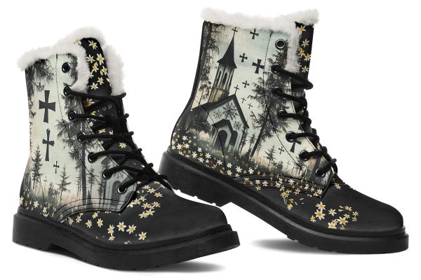 Sanctuary of Souls Winter Boots - Warm Micro-Suede Doc-Style Boots Lined with Vegan Wool Discount