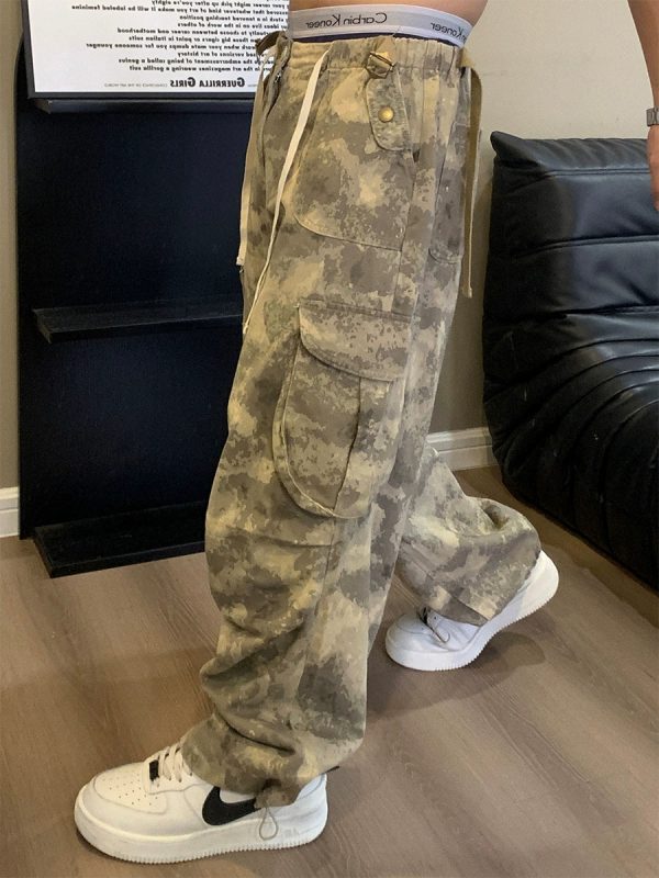 Camouflage Cargo Loose Fit Pants on Sale