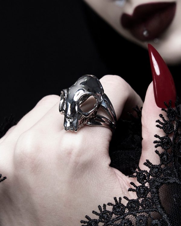 Cat Skull Ring in Mirror Steel Online Hot Sale