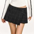 Buttons Pleated Plaid Mini Skirt Sale