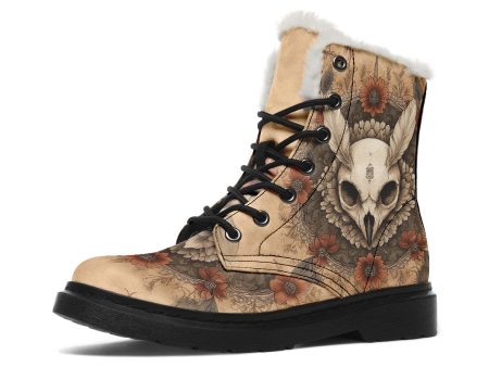 Bonewing Mandala Winter Boots - Warm Micro-Suede Doc-Style Boots Lined with Vegan Wool on Sale