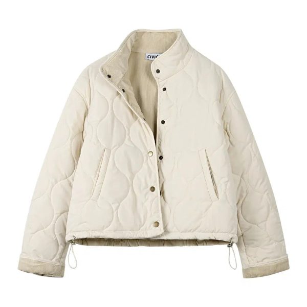 Button Closure Quilted Coat Discount