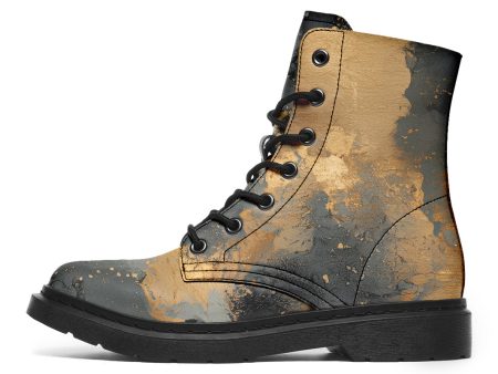 Golden Ochre Boots - Vegan Leather Doc-Style Boots with Durable Stitched on Soles Fashion