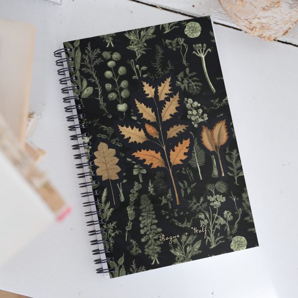 Autumn Memoir Spiral Notebook - Botanical Witchy Journal Uni & College Dark Academia Essentials - Gothic Stationery Sale