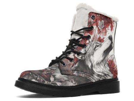 Crimson Wolf Winter Boots - Warm Micro-Suede Doc-Style Boots Lined with Vegan Wool Supply