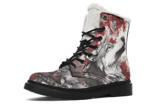 Crimson Wolf Winter Boots - Warm Micro-Suede Doc-Style Boots Lined with Vegan Wool Supply