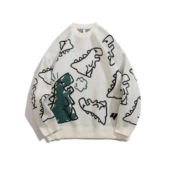 Cartoon Dinosaur Printed Sweater on Sale