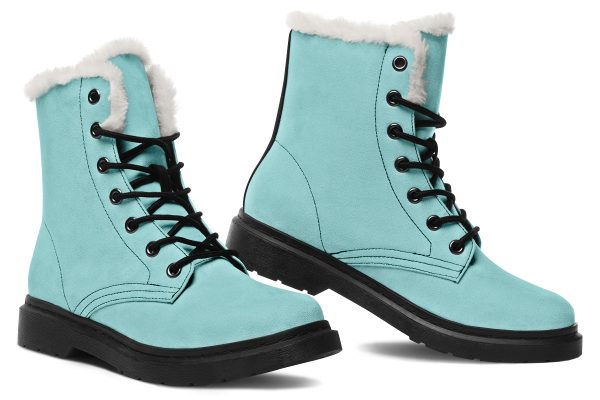 Aqua Mist Winter Boots - Warm Micro-Suede Doc-Style Boots Lined with Vegan Wool Discount