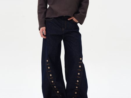 Buttoned Deconstructed Denim Pants For Cheap