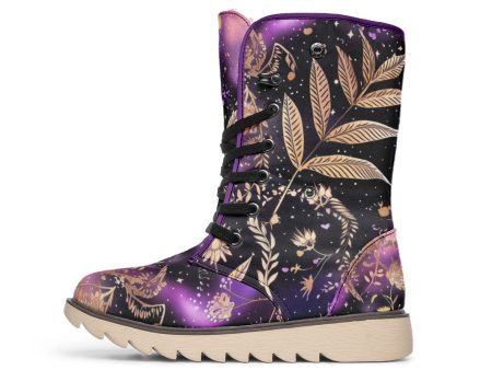 Galactic Bloom Fold Over Winter Boots - Microsuede Vegan Boots with Fur Lining and Convertible Style Cheap