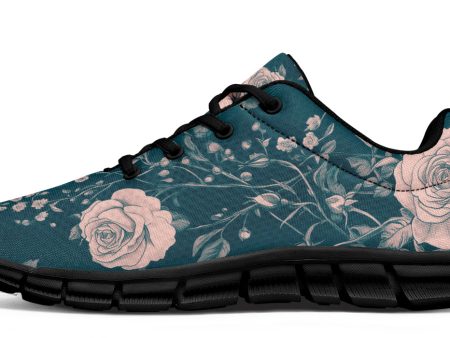 Teal Rose Romance Athletic Sneakers - Light Breathable and Comfortable Sports Shoes with Anti-Slip Soles Online now