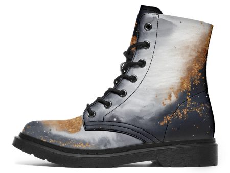 Ash And Gold Boots - Vegan Leather Doc-Style Boots with Durable Stitched on Soles Sale