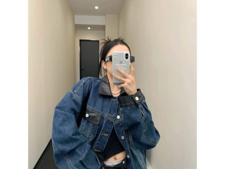 Contrast Trim Denim Jacket Hot on Sale