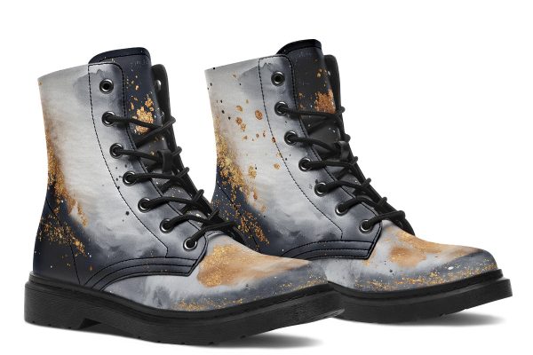 Ash And Gold Boots - Vegan Leather Doc-Style Boots with Durable Stitched on Soles Sale