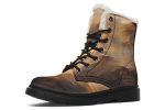 Burnt Ochre Winter Boots - Warm Micro-Suede Doc-Style Boots Lined with Vegan Wool For Sale