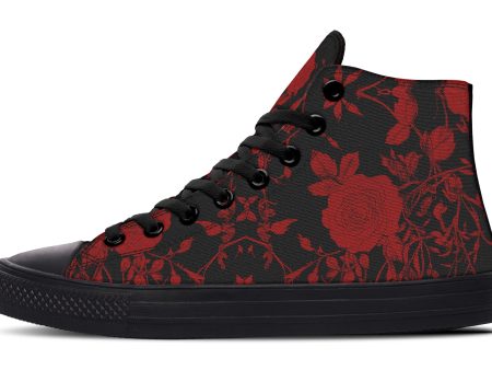 Blood Rose Romance High Tops - Classic Premium Canvas Shoes with Comfortable and Durable Soles Online now