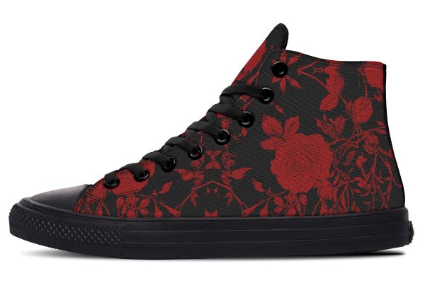 Blood Rose Romance High Tops - Classic Premium Canvas Shoes with Comfortable and Durable Soles Online now