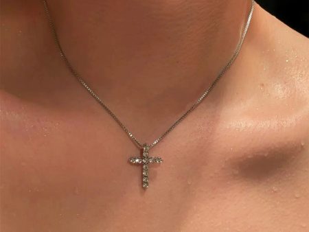 Diamond Cross Snake Bone Necklace Online now