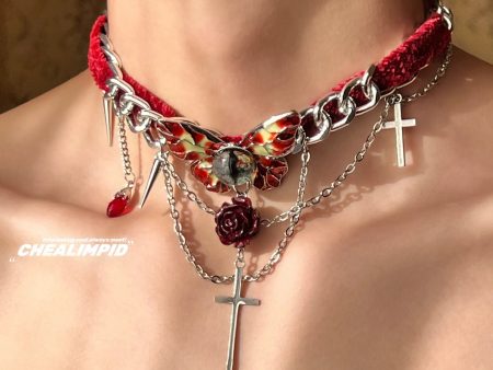 Butterfly Cross Choker Necklace Online Sale