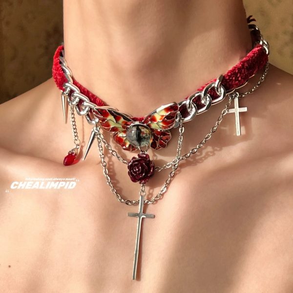 Butterfly Cross Choker Necklace Online Sale