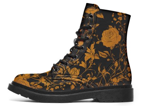 Golden Rose Romance Boots - Vegan Leather Doc-Style Boots with Durable Stitched on Soles Online Hot Sale