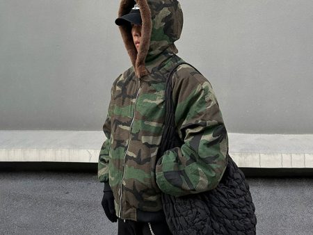 Camouflage Fur Collar Insulated Jacket Online now