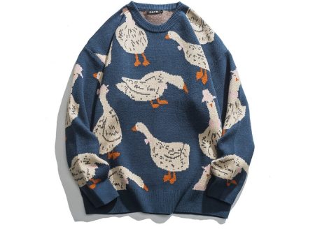 Cartoon Duck Jacquard Knit Sweater Online now