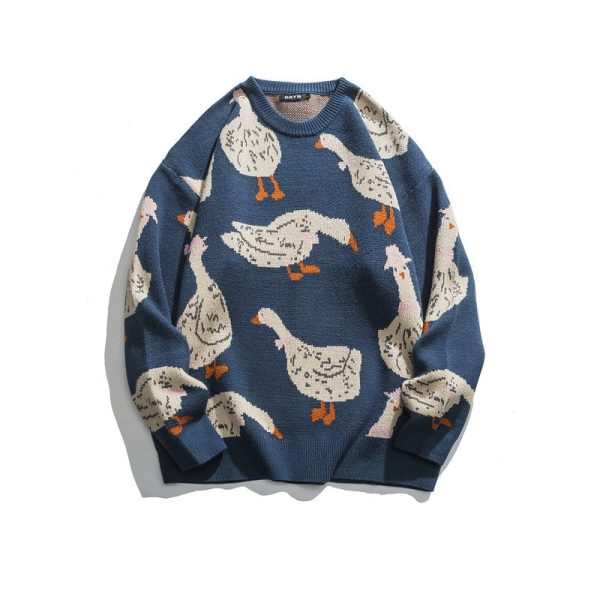 Cartoon Duck Jacquard Knit Sweater Online now