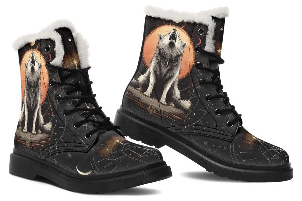 Solar Wolf Winter Boots - Warm Micro-Suede Doc-Style Boots Lined with Vegan Wool Discount